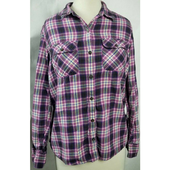 Eddie Bauer Button Down Flannel Size Large Plaid - Picture 1 of 7